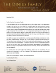 Tom Dinius Prayer Letter:  Letter of Explanation