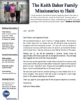 Keith Baker Prayer Letter:  Summer Soccer Camp for 300 Boys