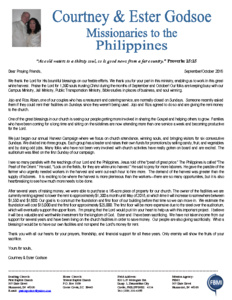 Courtney Godsoe Prayer Letter:  Property Purchased to Build a Church