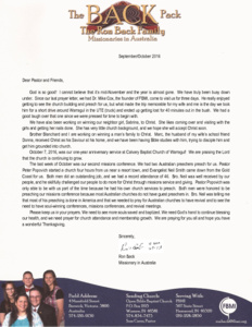 Ron Back Prayer Letter:  God Is So Good!