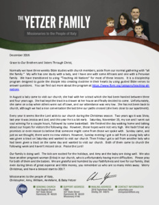 Christopher Yetzer Prayer Letter: Tracts at Work