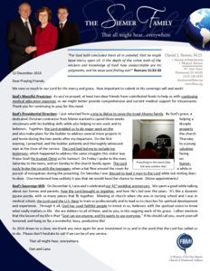 Dan Siemer Prayer Letter:  God's Providential Direction
