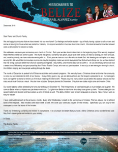 Israel Alvarez Prayer Letter:  Merry Christmas!