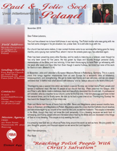 Paul Sock Prayer Letter:  Faithfulness in Soul Winning