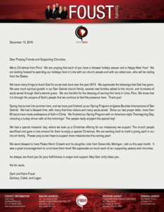 Zach Foust Prayer Letter:  Merry Christmas From Peru!