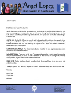 Angel Lopez Prayer Letter:  You Keep Us in Guatemala