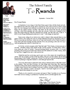 Gregg Schoof Prayer Letter:  Fall Program a Success!