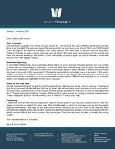 Jerry Wyatt III Prayer Letter:  Year Overview
