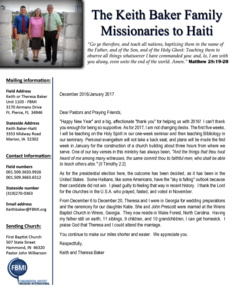 Keith Baker Prayer Letter:  Not Changing Desks in 2017!