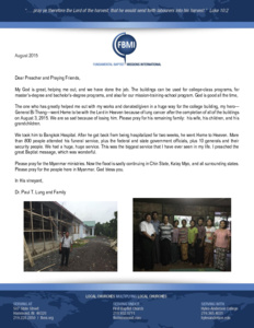 Paul Lung Prayer Letter:  My God Is Great!