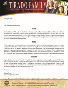 Roberto Tirado Prayer Letter:  Praise!