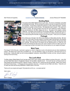 Brian George Prayer Letter:  Exciting News!
