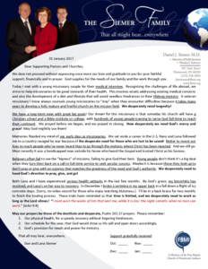 Dan Siemer Prayer Letter:  God's Desperately Important Work