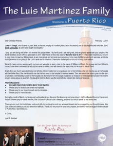 Luis Martinez Prayer Letter: Off to a Great Start in 2017!