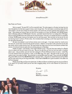 Ron Back Prayer Letter:  Off to a Great Start in 2017!