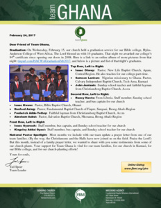 Team Ghana Update: Bible College Graduation