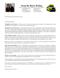 Warren Storm Prayer Letter:  God's Timing Is Perfect