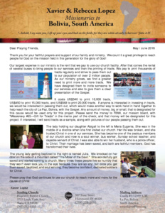 Xavier Lopez Prayer Letter:  More Tracts and Changed Lives