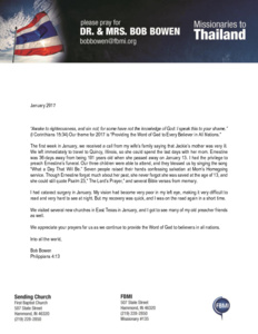 Bob Bowen Prayer Letter:  Awake to Righteousness!