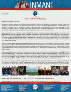 Chad Inman Prayer Letter: Return to My Humble Beginnings