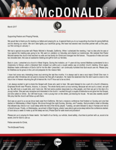 Corey McDonald Prayer Letter:  Asante Sana (Thank You!)