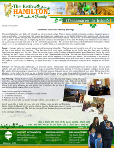 Keith Hamilton Prayer Letter: Answers to Prayer and Ministry Blessings