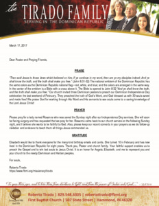 Roberto Tirado Prayer Letter:  Independence Day Celebration