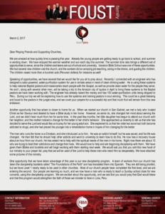 Zach Foust Prayer Letter:  Speaking of Opportunities . . . 