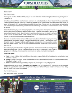 Ben Turner Prayer Letter:  An Unexpected Move!