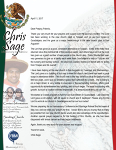 Christopher Sage Prayer Letter:  It's Amazing What the Lord Can Do!