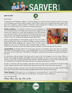 Mike Sarver Prayer Letter: Concern for a Cousin's Soul