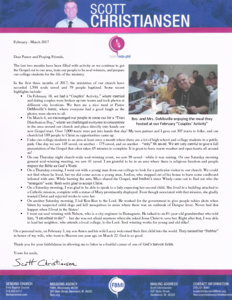 Scott Christiansen Prayer Letter - "I Am Afraid to Die!"