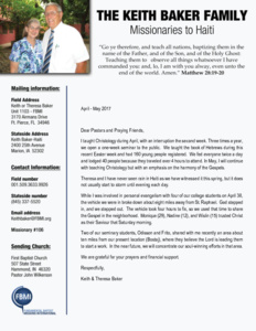 Keith Baker Prayer Letter: Soul-Winning Opportunity?