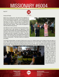 Missionary #6004 Prayer Letter:  What an Exciting Time We've Had!
