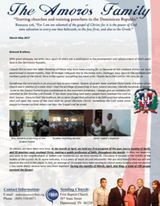 Andres Amoros Prayer Letter New Bus Route