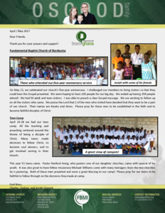 Charles Osgood Prayer Letter:  Great Five-Year Anniversary Service in Barekuma!