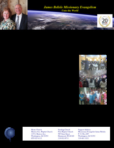 James Belisle Prayer Letter:  Leadership and Soul-Winning Conferences