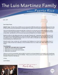 Luis Martinez Prayer Letter:  Visiting the "Promised Land"