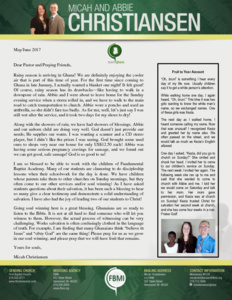 Micah Christiansen Prayer Letter:  Showers of Blessings