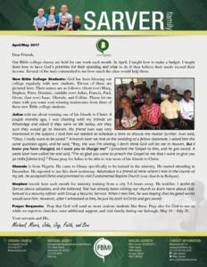 Mike Sarver Prayer Letter: Eleven New Bible College Students
