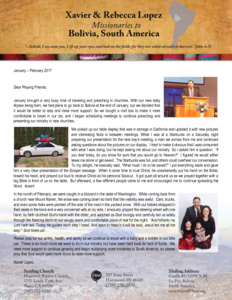 Xavier Lopez Prayer Letter:  Extended Furlough