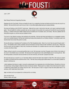 Zach Foust Prayer Letter:  The Church Is Growing, Both Spiritually and Numerically