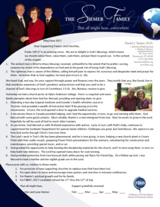 Dan Siemer Prayer Letter: In Turn . . . 