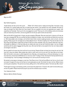 Mshama Kinyonga Prayer Letter:  Average Attendance Is Growing!