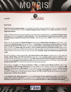 Peter Morris Prayer Letter: Last Trip Before Departure