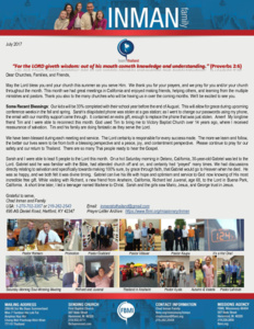 Chad Inman Prayer Letter:  For the LORD Giveth Wisdom