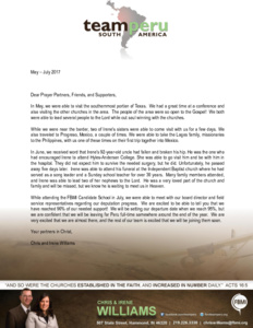 Chris Williams Prayer Letter:  Fruit That Abounds