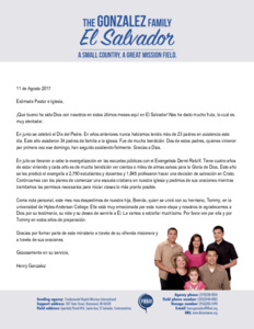 Henry Gonzalez Prayer Letter: Encouraged Greatly in the Lord's Work