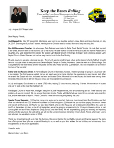 Warren Storm Prayer Letter:  Bus Kid Becomes a Preacher!