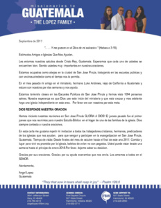 Angel Lopez Prayer Letter:  I Will Joy in the God of My Salvation!